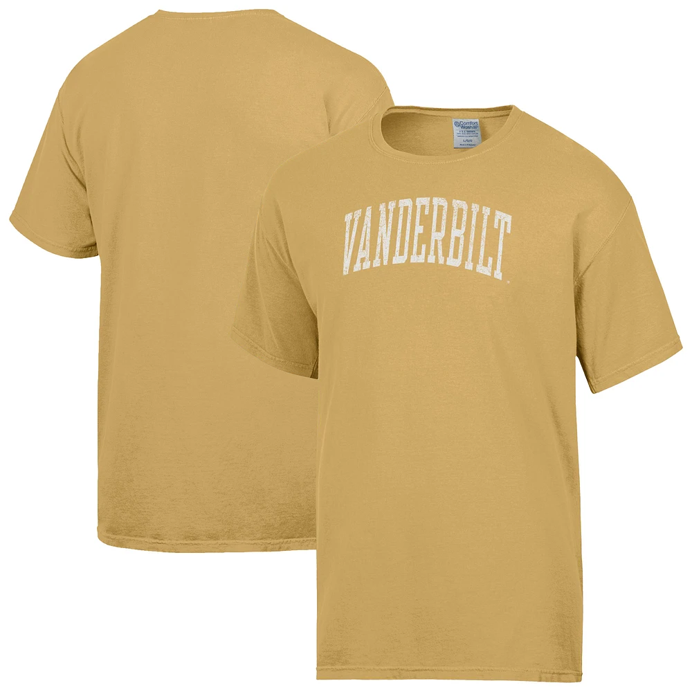 Men's ComfortWash Yellow Vanderbilt Commodores Distressed Arch T-Shirt
