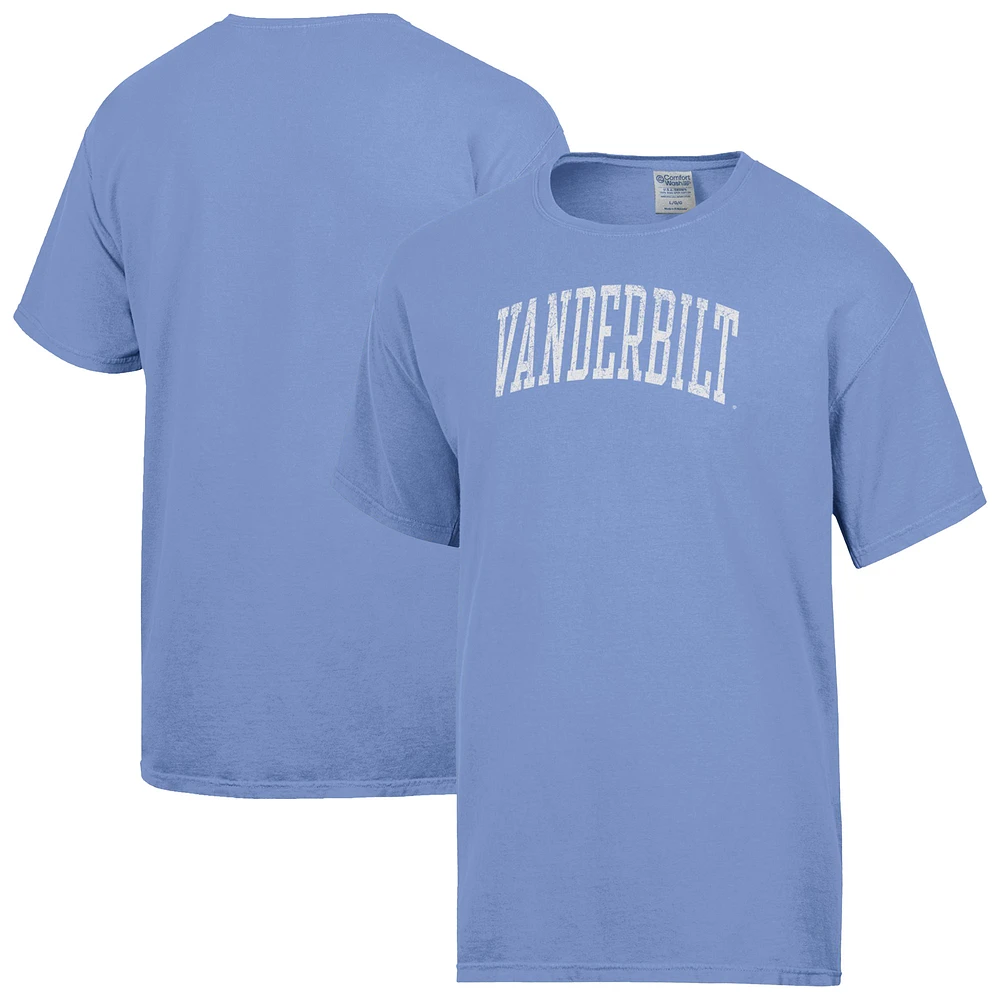 Men's ComfortWash Light Blue Vanderbilt Commodores Distressed Arch T-Shirt