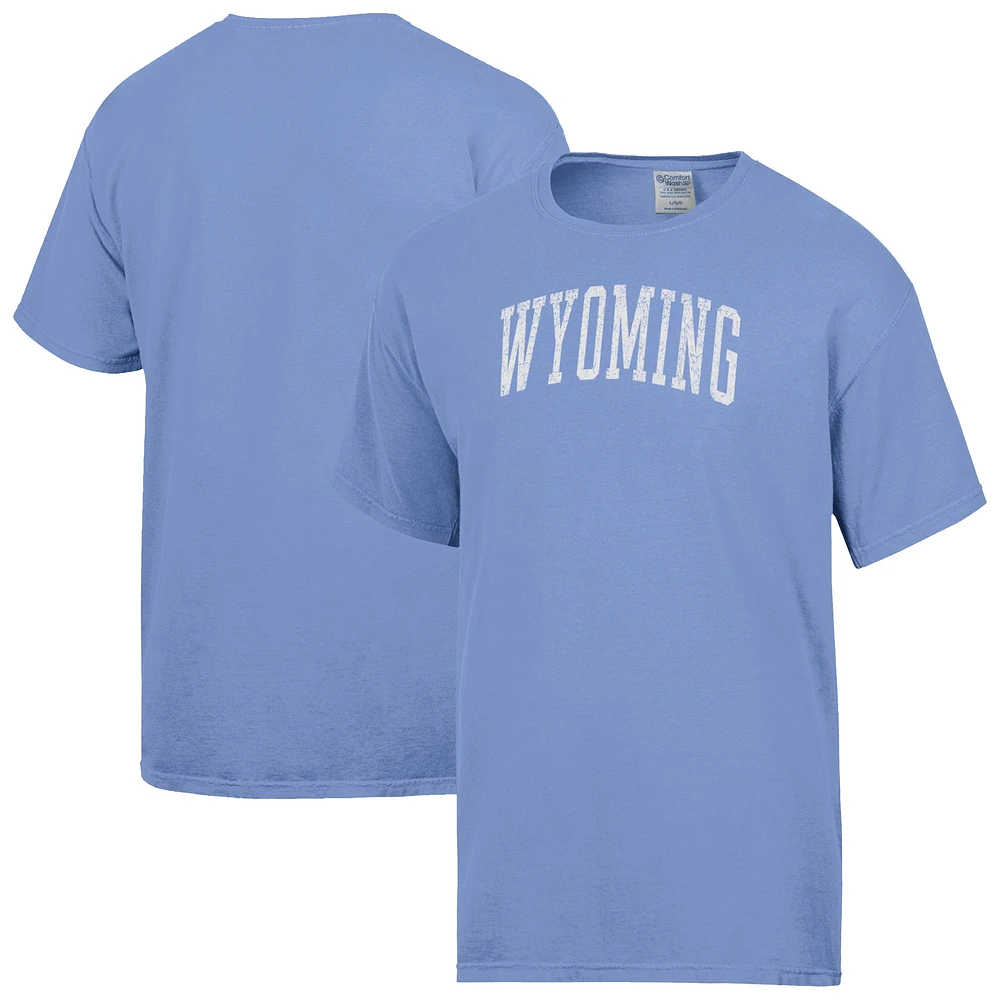 Men's ComfortWash Light Blue Wyoming Cowboys Distressed Arch T-Shirt