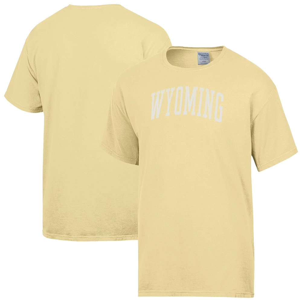 Men's ComfortWash Yellow Wyoming Cowboys Distressed Arch T-Shirt