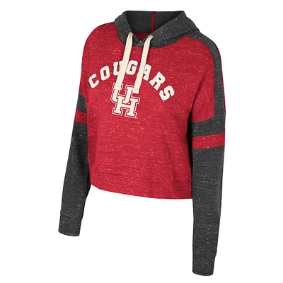Women's Colosseum Red Houston Cougars Cropped Lost City Speckle Pullover Hoodie