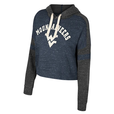 Women's Colosseum Navy West Virginia Mountaineers Cropped Lost City Speckle Pullover Hoodie