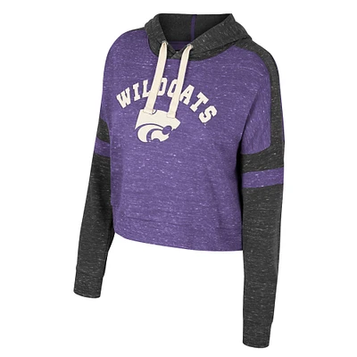Women's Colosseum Purple Kansas State Wildcats Cropped Lost City Speckle Pullover Hoodie
