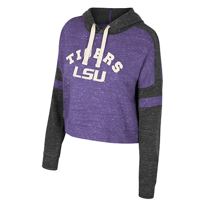 Women's Colosseum Purple LSU Tigers Cropped Lost City Speckle Pullover Hoodie