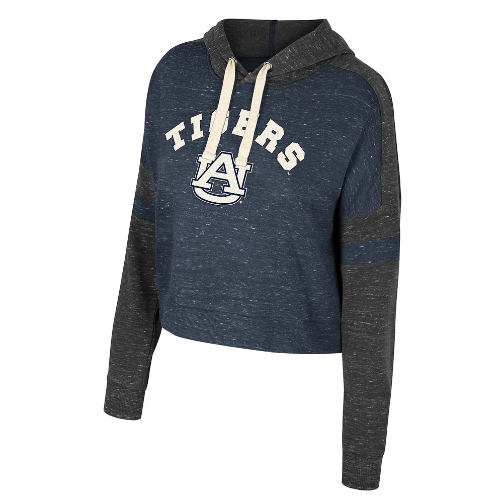 Women's Colosseum Navy Auburn Tigers Cropped Lost City Speckle Pullover Hoodie