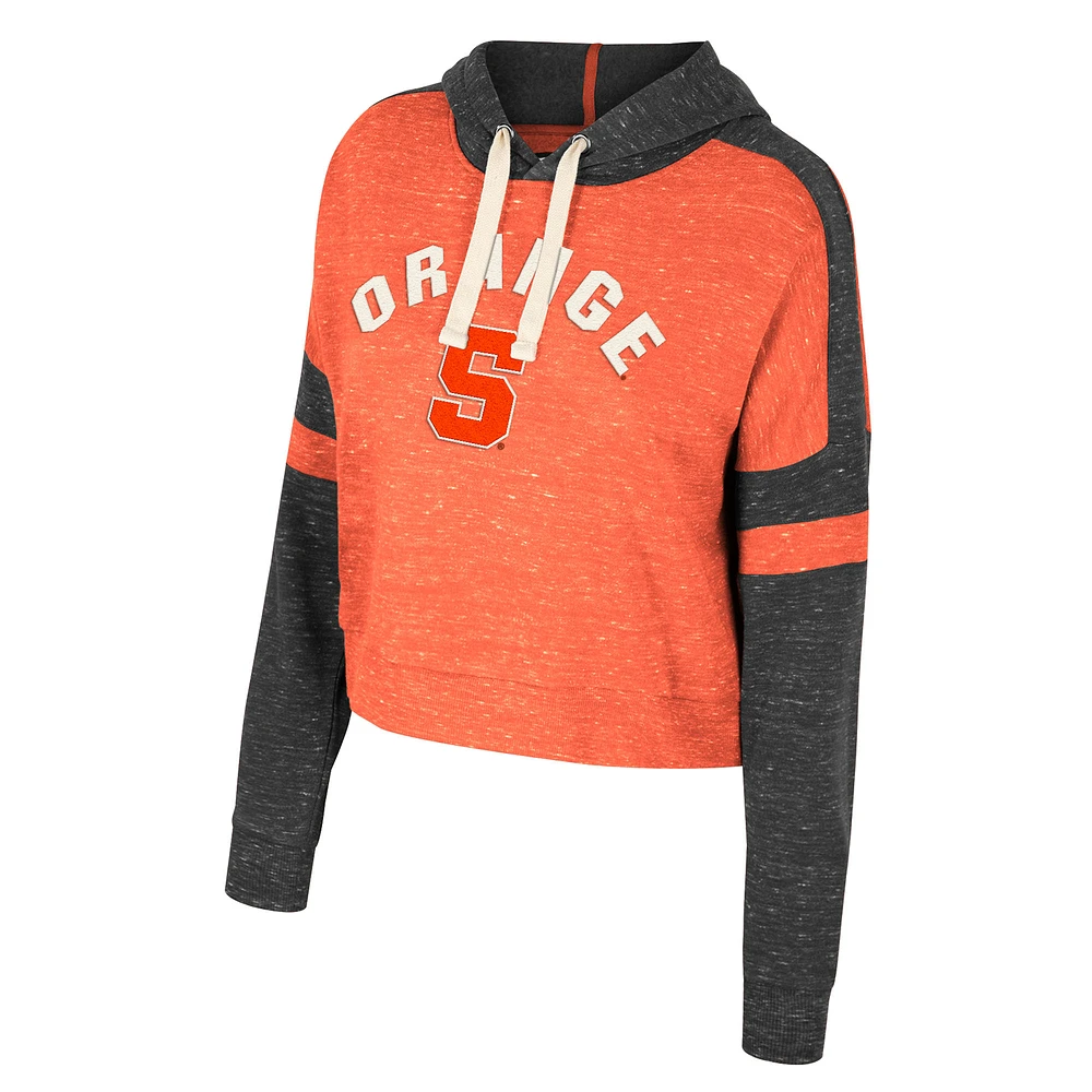 Women's Colosseum Orange Syracuse Cropped Lost City Speckle Pullover Hoodie