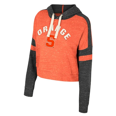 Women's Colosseum Orange Syracuse Cropped Lost City Speckle Pullover Hoodie