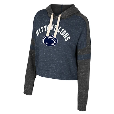 Women's Colosseum Navy Penn State Nittany Lions Cropped Lost City Speckle Pullover Hoodie