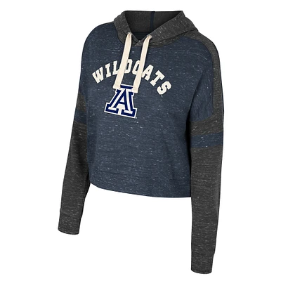 Women's Colosseum Navy Arizona Wildcats Cropped Lost City Speckle Pullover Hoodie