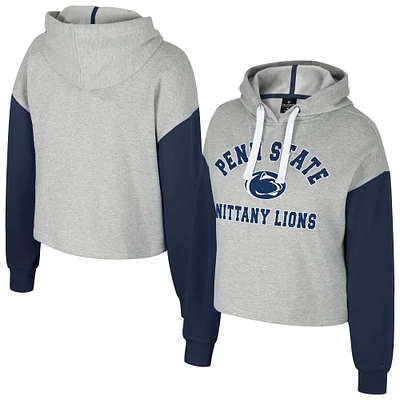 Women's Colosseum Heather Gray Penn State Nittany Lions Cropped Sage Pullover Hoodie