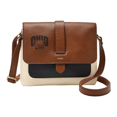 Fossil Brown Ohio Bobcats Kinley Leather Small Crossbody Bag