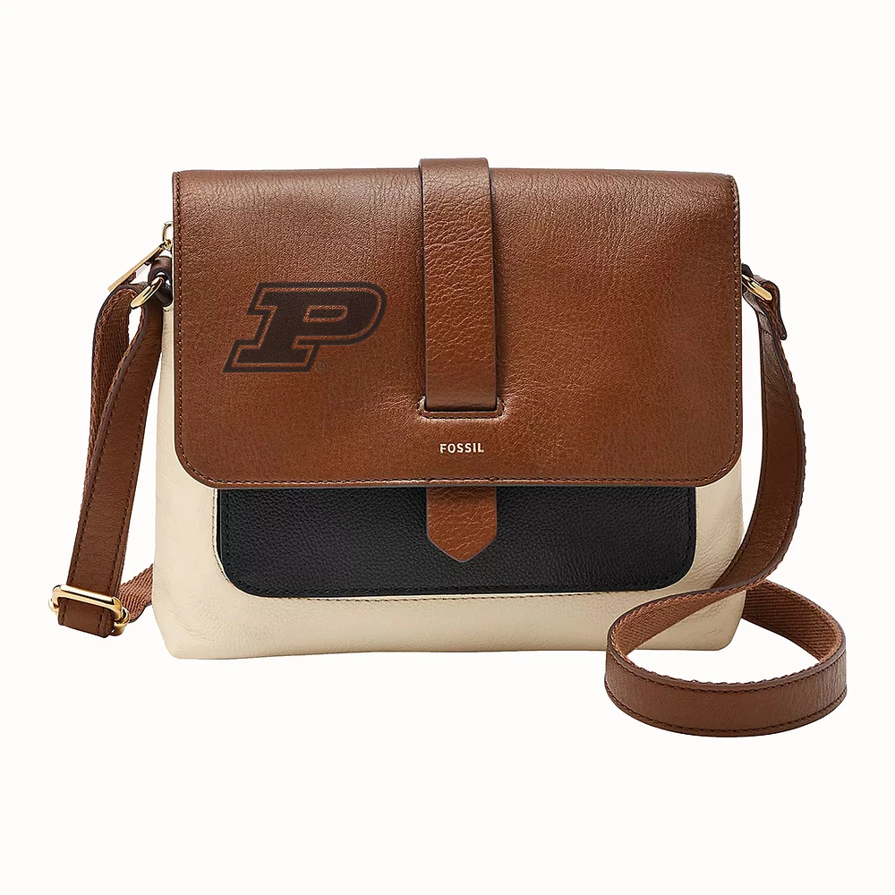 Fossil Purdue Boilermakers Kinley Leather Small Crossbody Bag