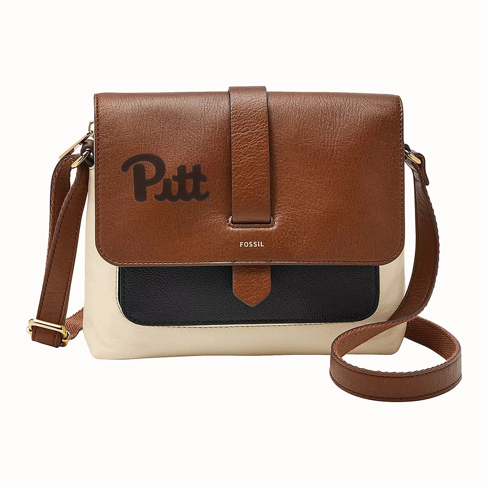 Fossil Brown Pitt Panthers Kinley Leather Small Crossbody Bag