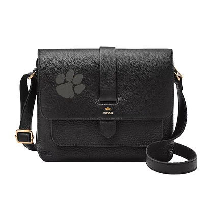 Fossil Black Clemson Tigers Kinley Leather Small Crossbody Bag