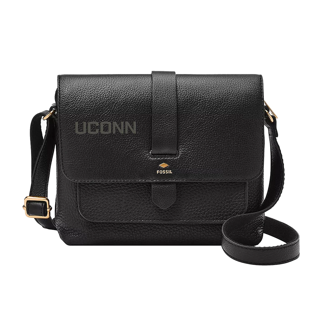 Fossil Black UConn Huskies Kinley Leather Small Crossbody Bag