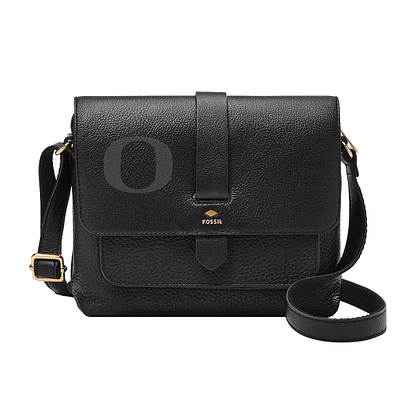 Fossil Black Oregon Ducks Kinley Leather Small Crossbody Bag