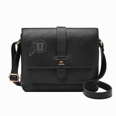 Fossil Black Utah Utes Kinley Leather Small Crossbody Bag