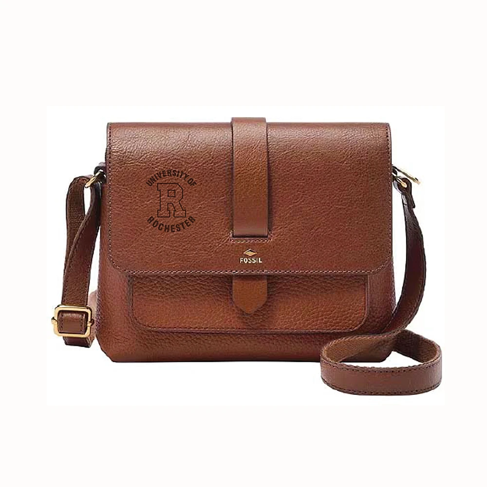Fossil Brown Rochester Yellow Jackets Kinley Leather Small Crossbody Bag