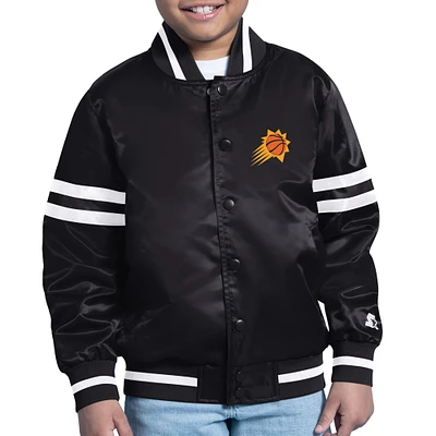 Youth Starter Black Phoenix Suns Printed City Team Logo Varsity Full-Snap Jacket