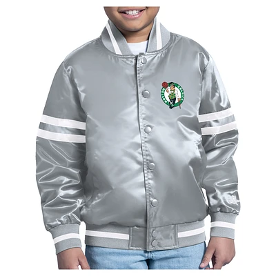 Youth Starter Gray Boston Celtics City Team Logo Varsity Full-Snap Jacket