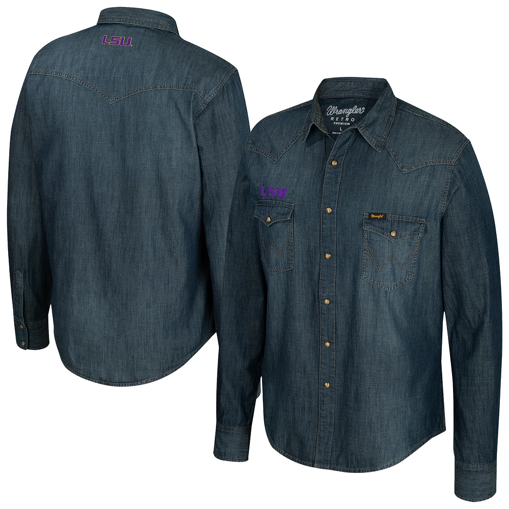 Men's Wrangler Denim LSU Tigers Full-Snap Long Sleeve Shirt
