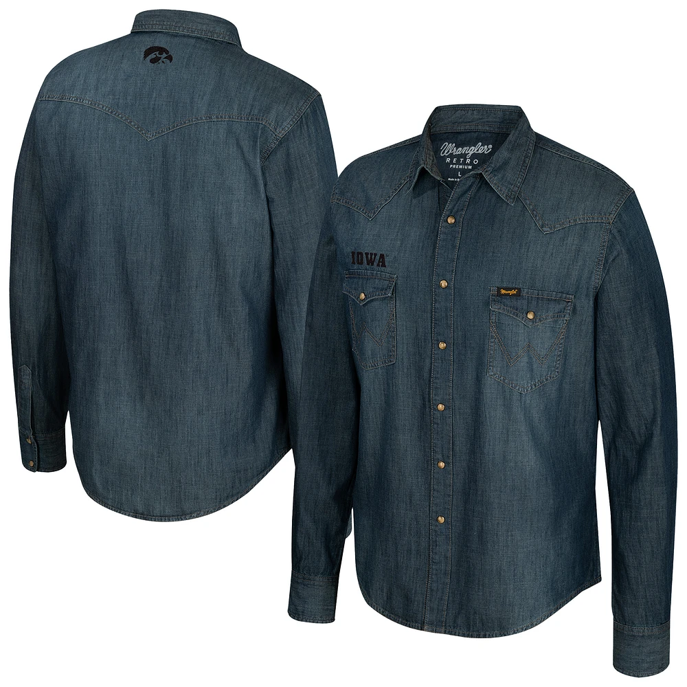 Men's Wrangler Denim Iowa Hawkeyes Full-Snap Long Sleeve Shirt
