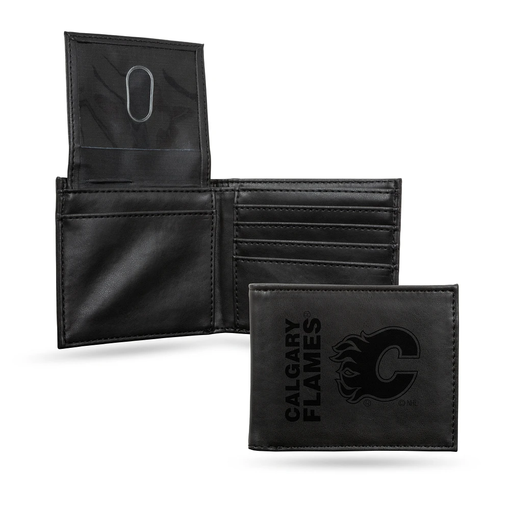 Calgary Flames Laser Engraved Billfold Wallet