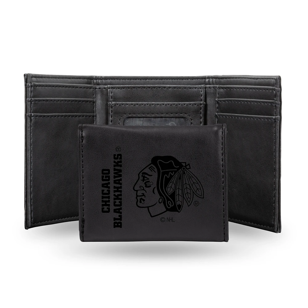 Chicago Blackhawks Laser Engraved Tri-Fold Wallet