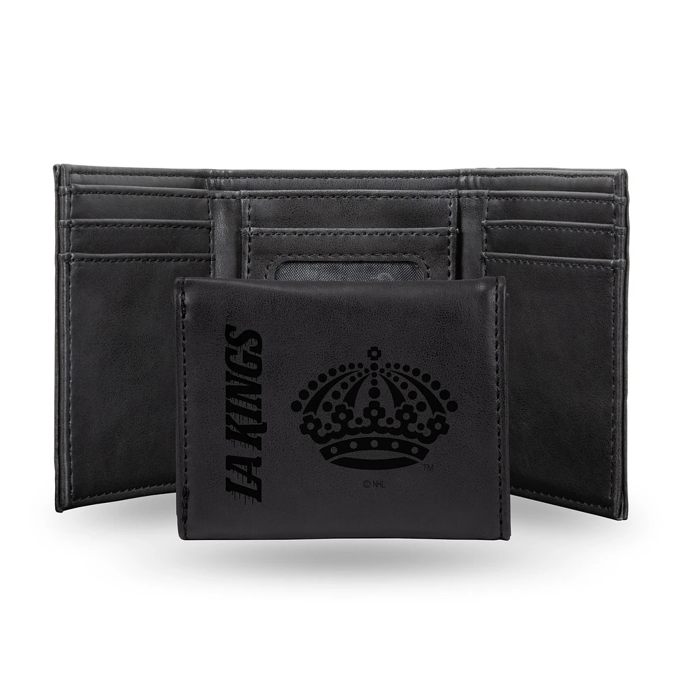Black Los Angeles Kings Laser Engraved Tri-Fold Wallet
