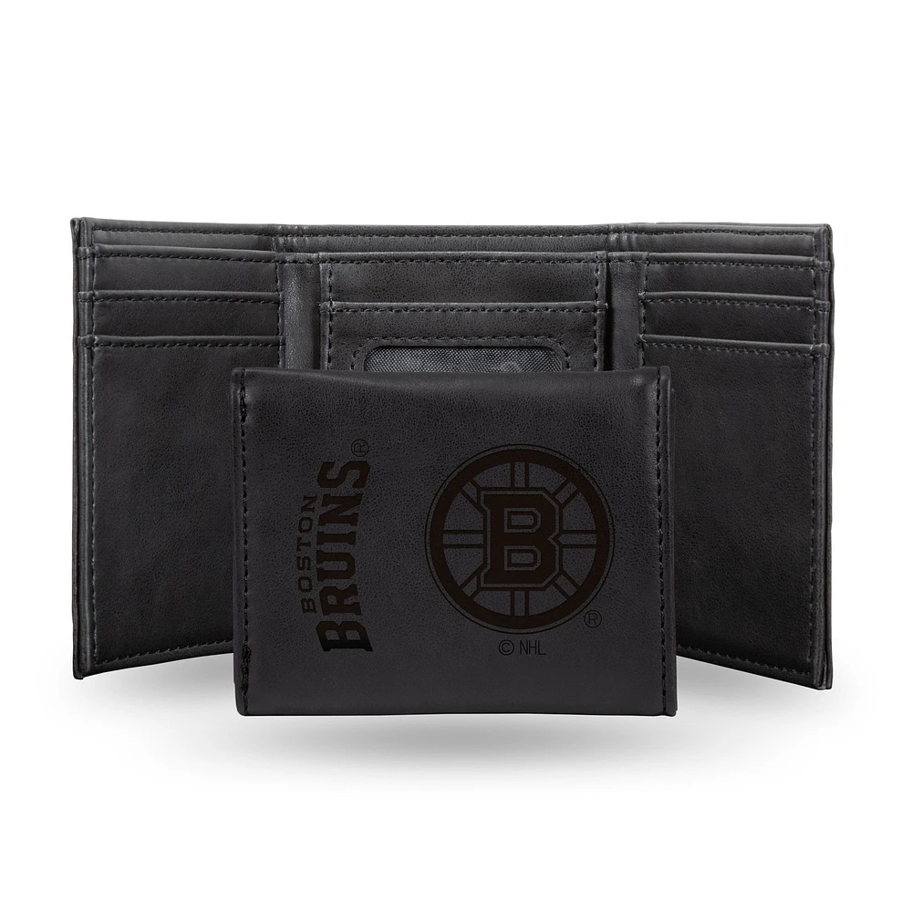 Boston Bruins Laser Engraved Tri-Fold Wallet