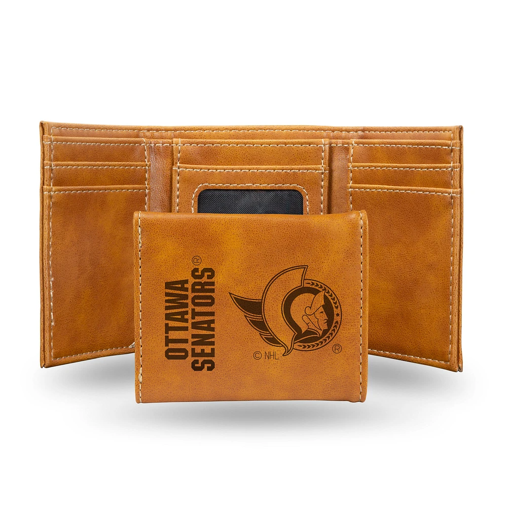 Brown Ottawa Senators Laser Engraved Tri-Fold Wallet