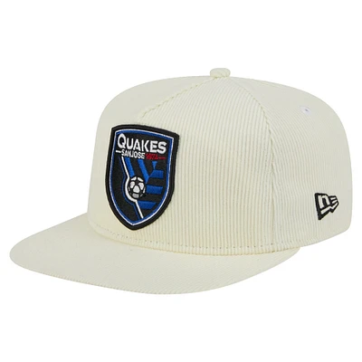 Men's New Era Cream San Jose Earthquakes 2025 Kickoff Snapback Golfer Hat