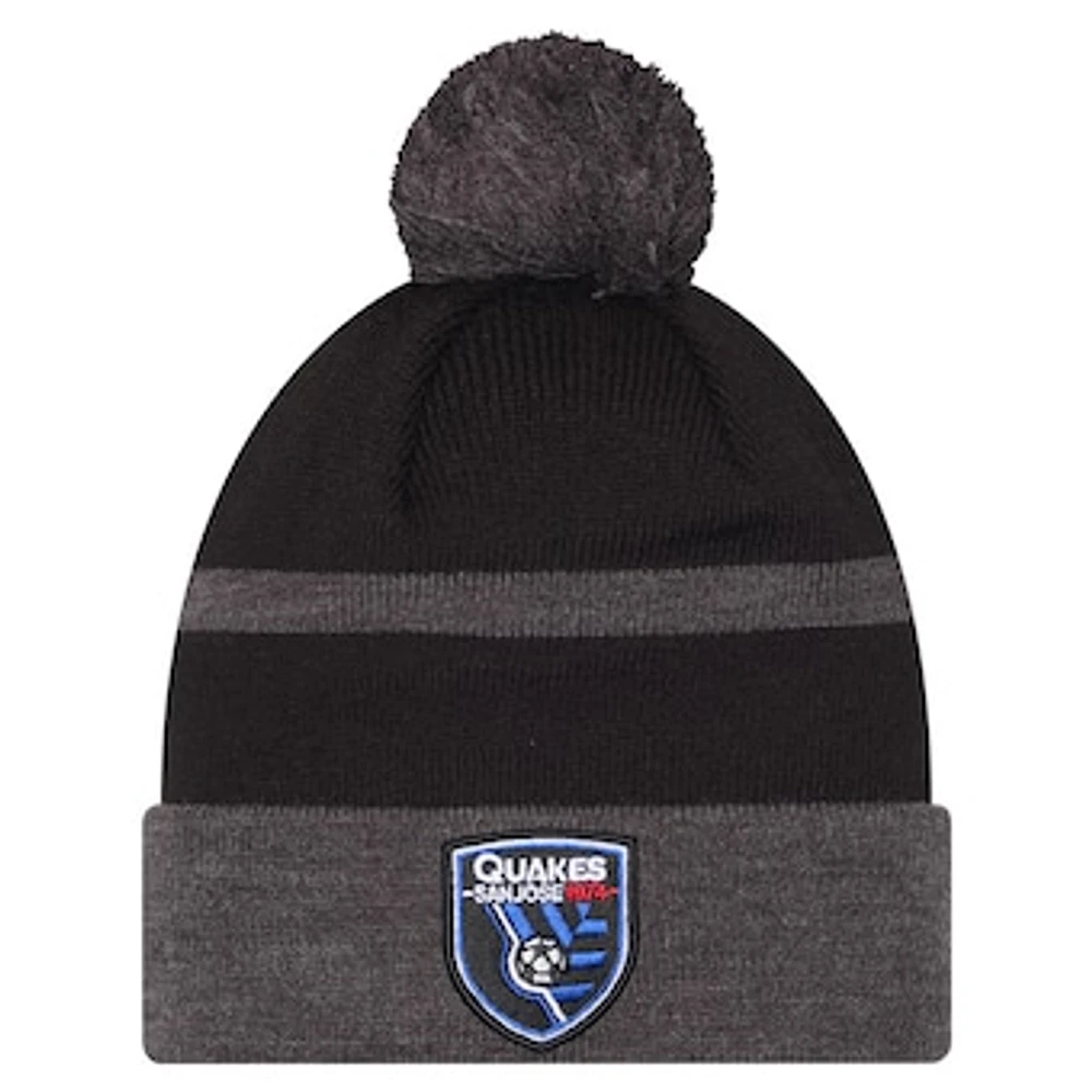 Men's New Era Black San Jose Earthquakes 2025 Kickoff Cuffed Knit Hat with Pom