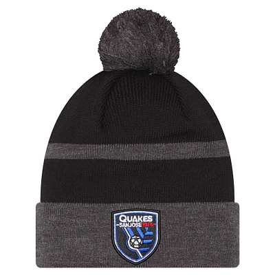 Men's New Era Black San Jose Earthquakes 2025 Kickoff Cuffed Knit Hat with Pom
