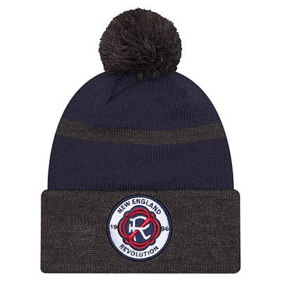 Men's New Era Navy New England Revolution 2025 Kickoff Cuffed Knit Hat with Pom