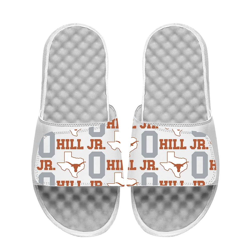 Unisex ISlide Anthony Hill Jr White Texas Longhorns NIL Pattern Slide Sandals