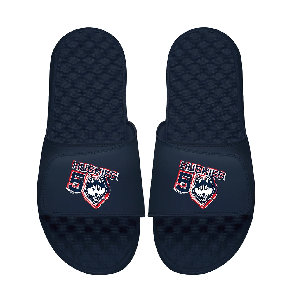 Youth ISlide Paige Bueckers Navy UConn Huskies NIL Combo Logo Slide Sandals