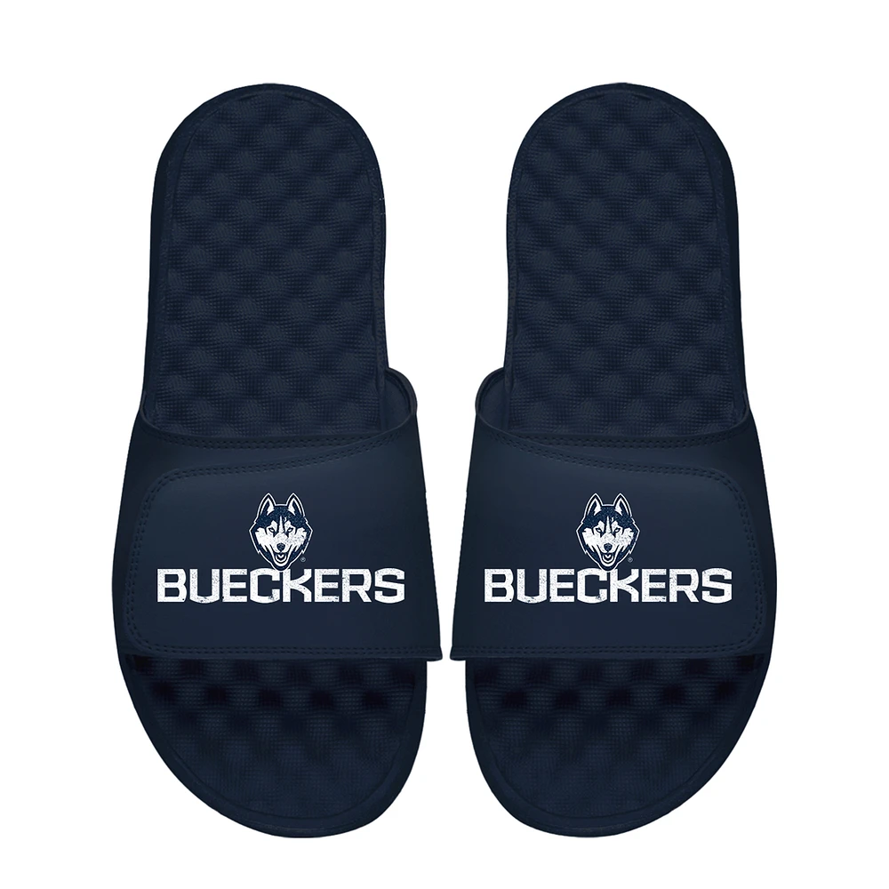 Unisex ISlide Paige Bueckers Navy UConn Huskies NIL Distressed Stack Slide Sandals