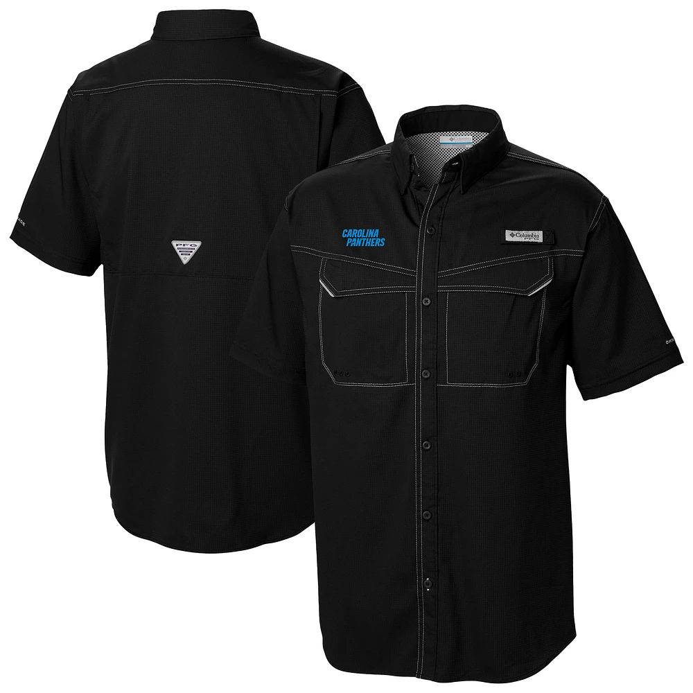 Men's Columbia Black Carolina Panthers Low Drag Offshore Omni-Wick Button-Up Shirt