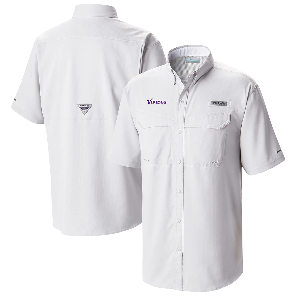 Men's Columbia White Minnesota Vikings Low Drag Offshore Omni-Wick Button-Up Shirt