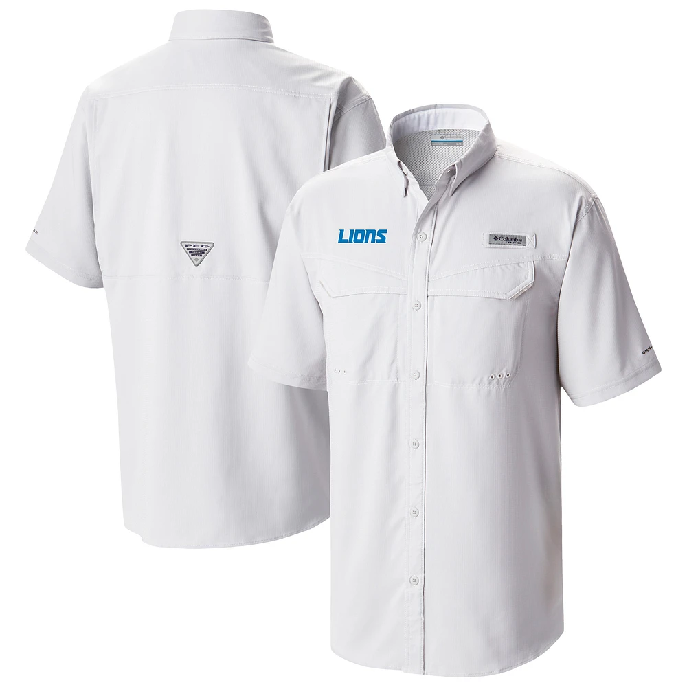 Men's Columbia White Detroit Lions Low Drag Offshore Omni-Wick Button-Up Shirt