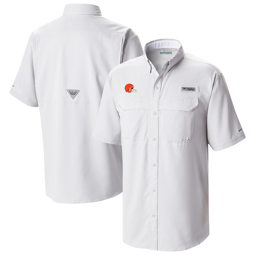 Men's Columbia White Cleveland Browns Low Drag Offshore Omni-Wick Button-Up Shirt