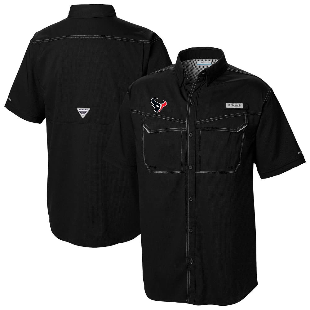 Men's Columbia Black Houston Texans Low Drag Offshore Omni-Wick Button-Up Shirt