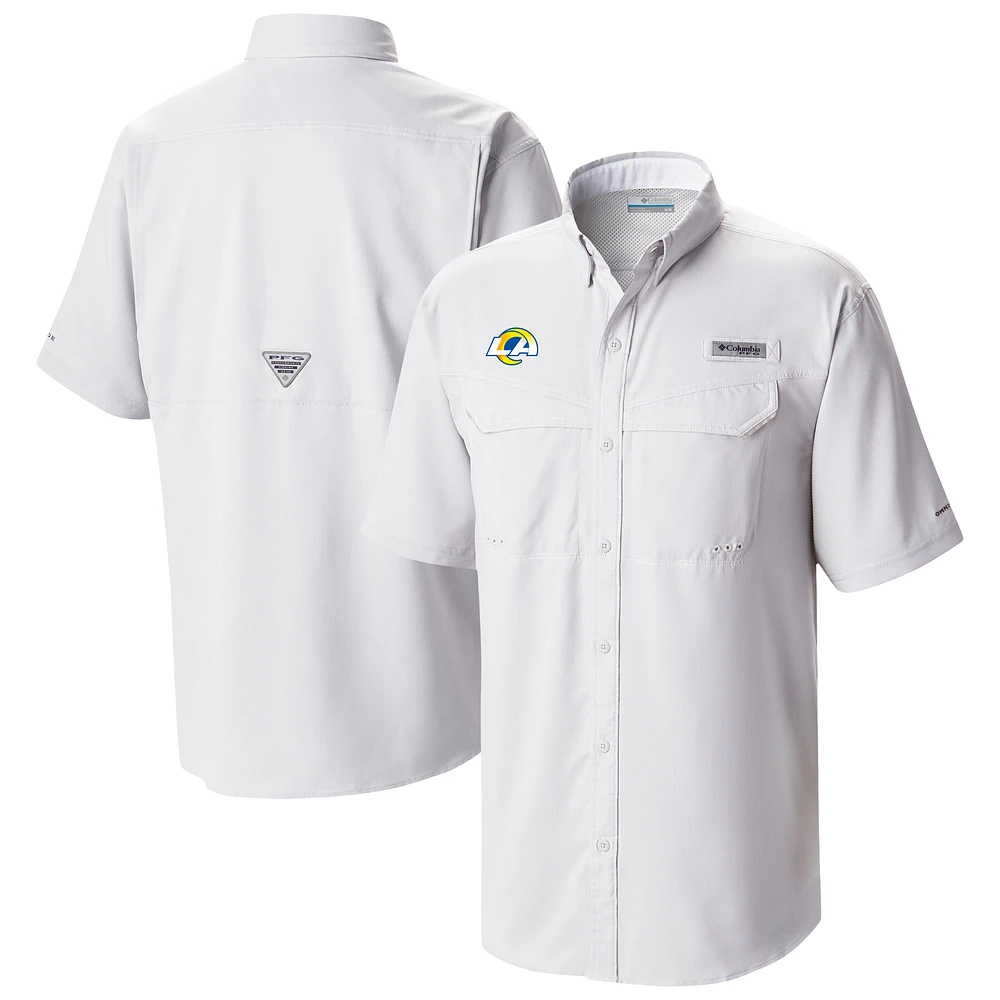 Men's Columbia White Los Angeles Rams Low Drag Offshore Omni-Wick Button-Up Shirt