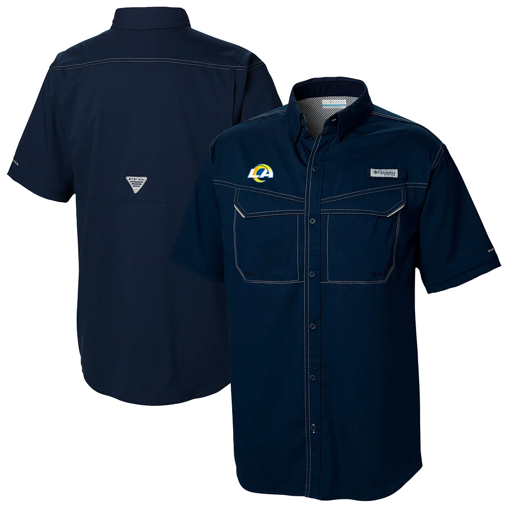 Men's Columbia Navy Los Angeles Rams Low Drag Offshore Omni-Wick Button-Up Shirt