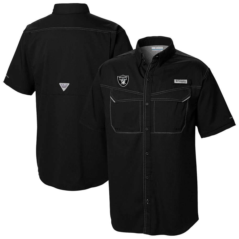Men's Columbia Black Las Vegas Raiders Low Drag Offshore Omni-Wick Button-Up Shirt