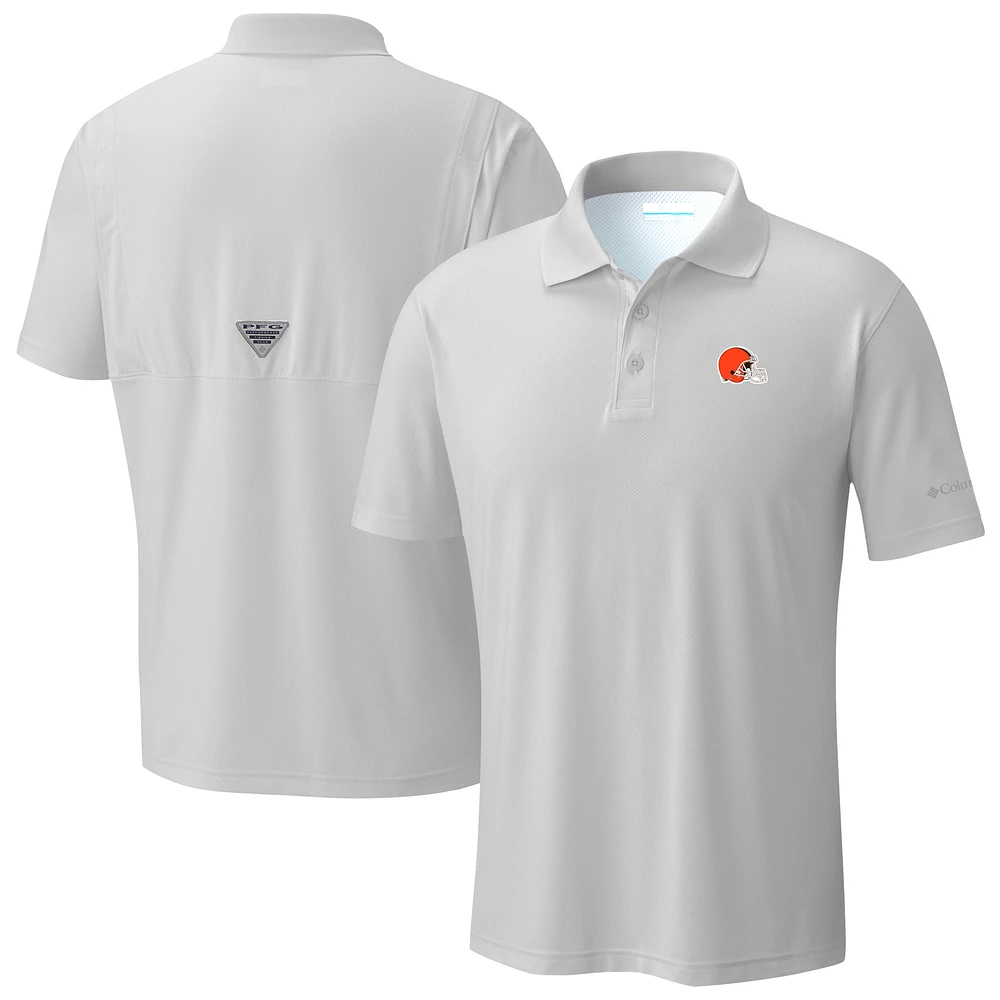 Men's Columbia Light Gray Cleveland Browns Low Drag Offshore Polo