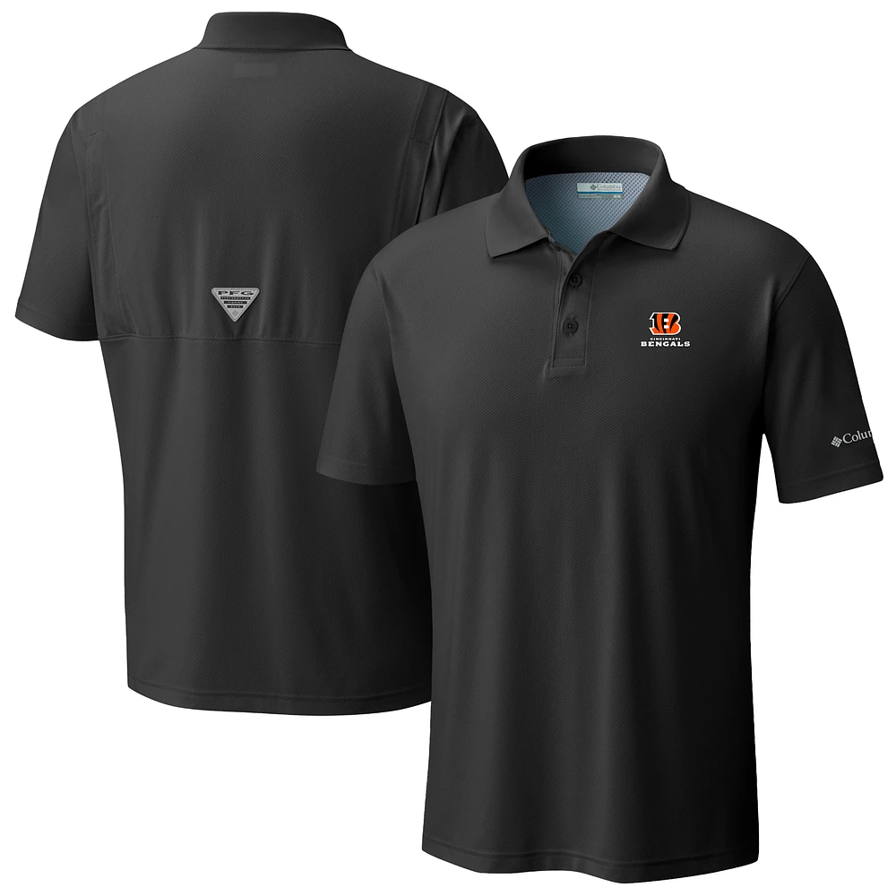Men's Columbia Black Cincinnati Bengals Low Drag Offshore Polo