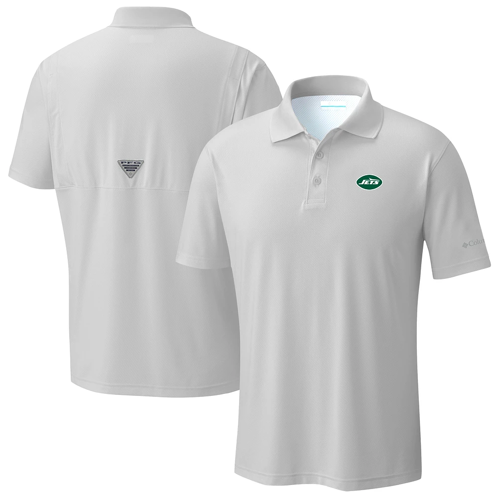 Men's Columbia Light Gray New York Jets Low Drag Offshore Polo