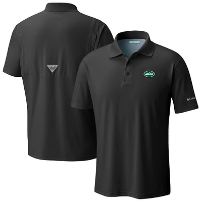 Men's Columbia Black New York Jets Low Drag Offshore Polo